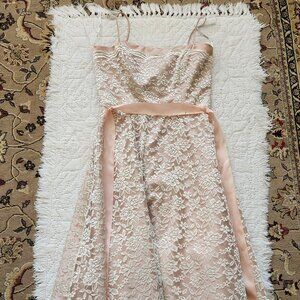Night Way Collections Pink Lace Midi Dress with Satin Trim